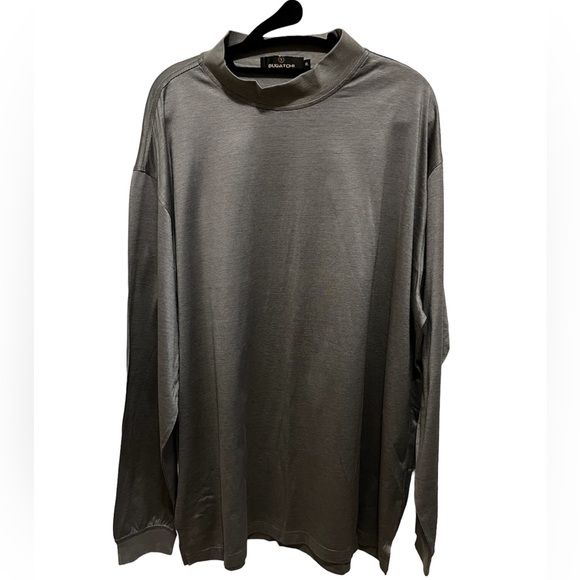 Bugatchi Uomo Silver Long sleeved Mock Neck Men’s Shirt - Picture 2 of 12